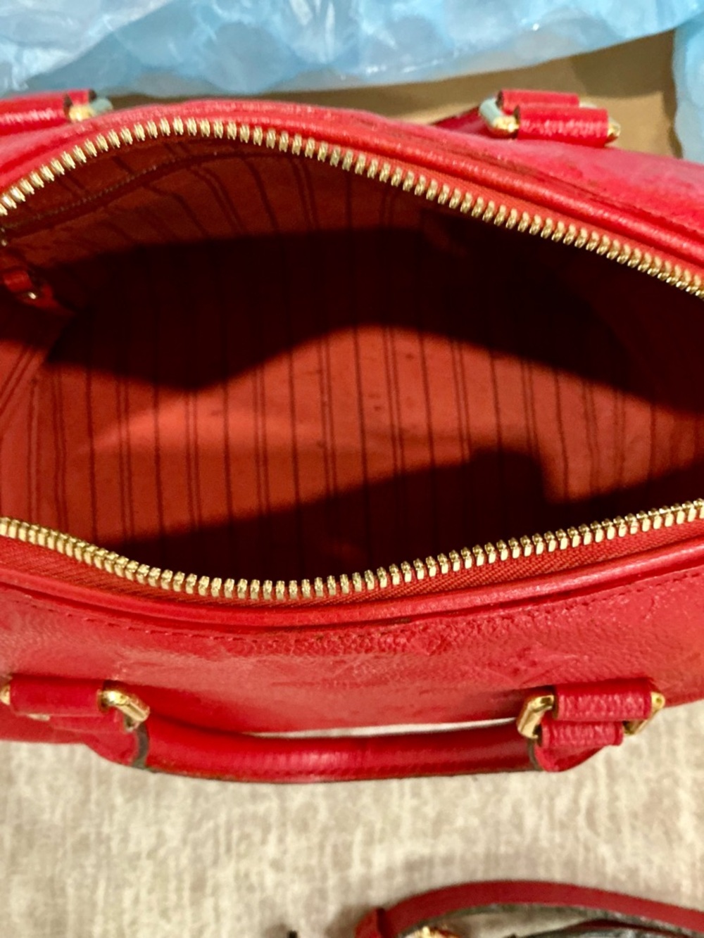✨💎Louis Vuitton💎✨Red Empriente Leather Speedy 25 Bandoulière - Picture 13 of 13
